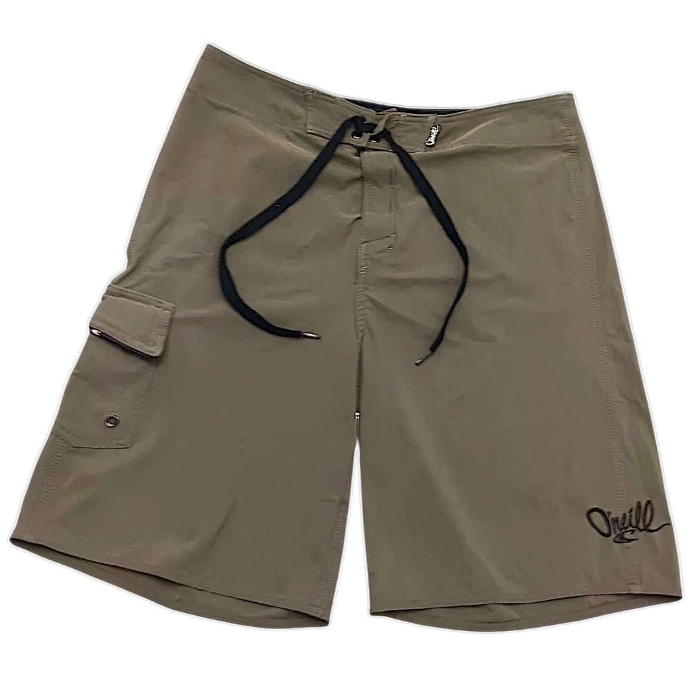 O’Neill Men’s 34 Y2K Green Black Board Shorts Vintage Embroidered Surf Logo